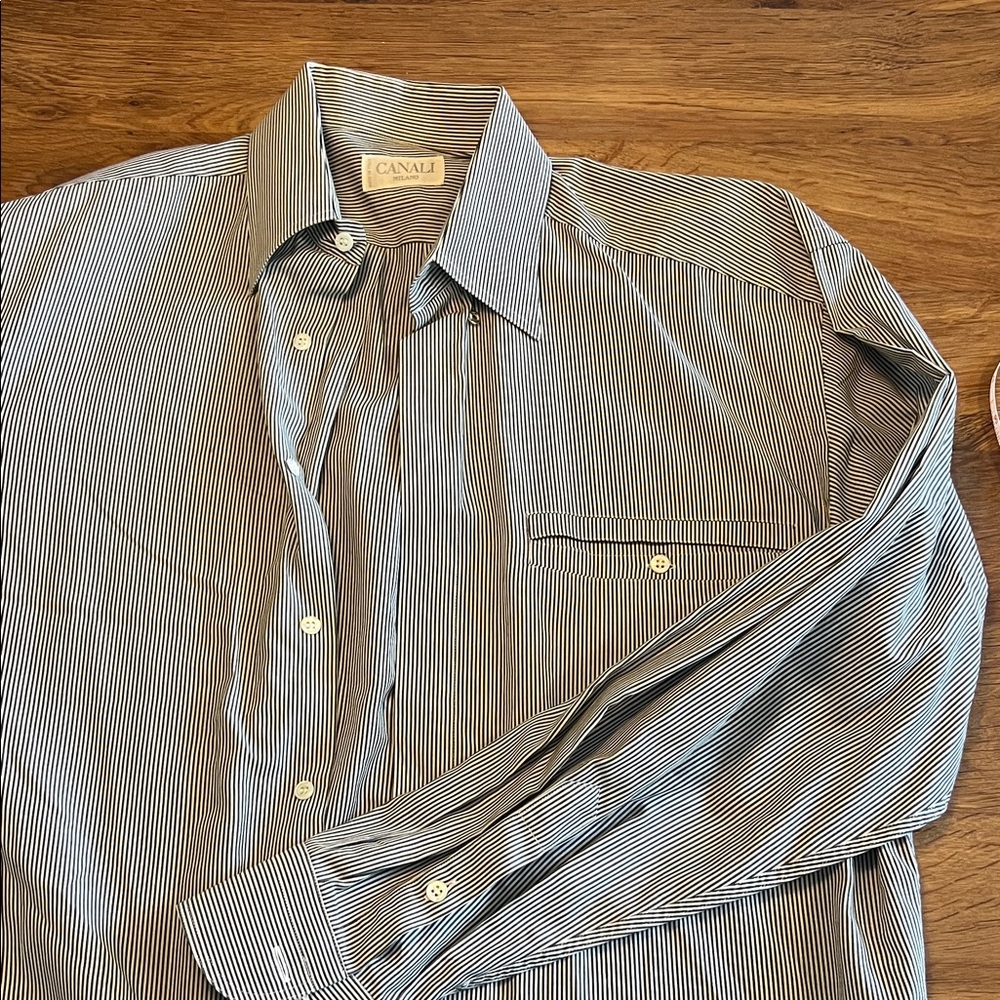 Canali Men's Striped Button Down Shirt